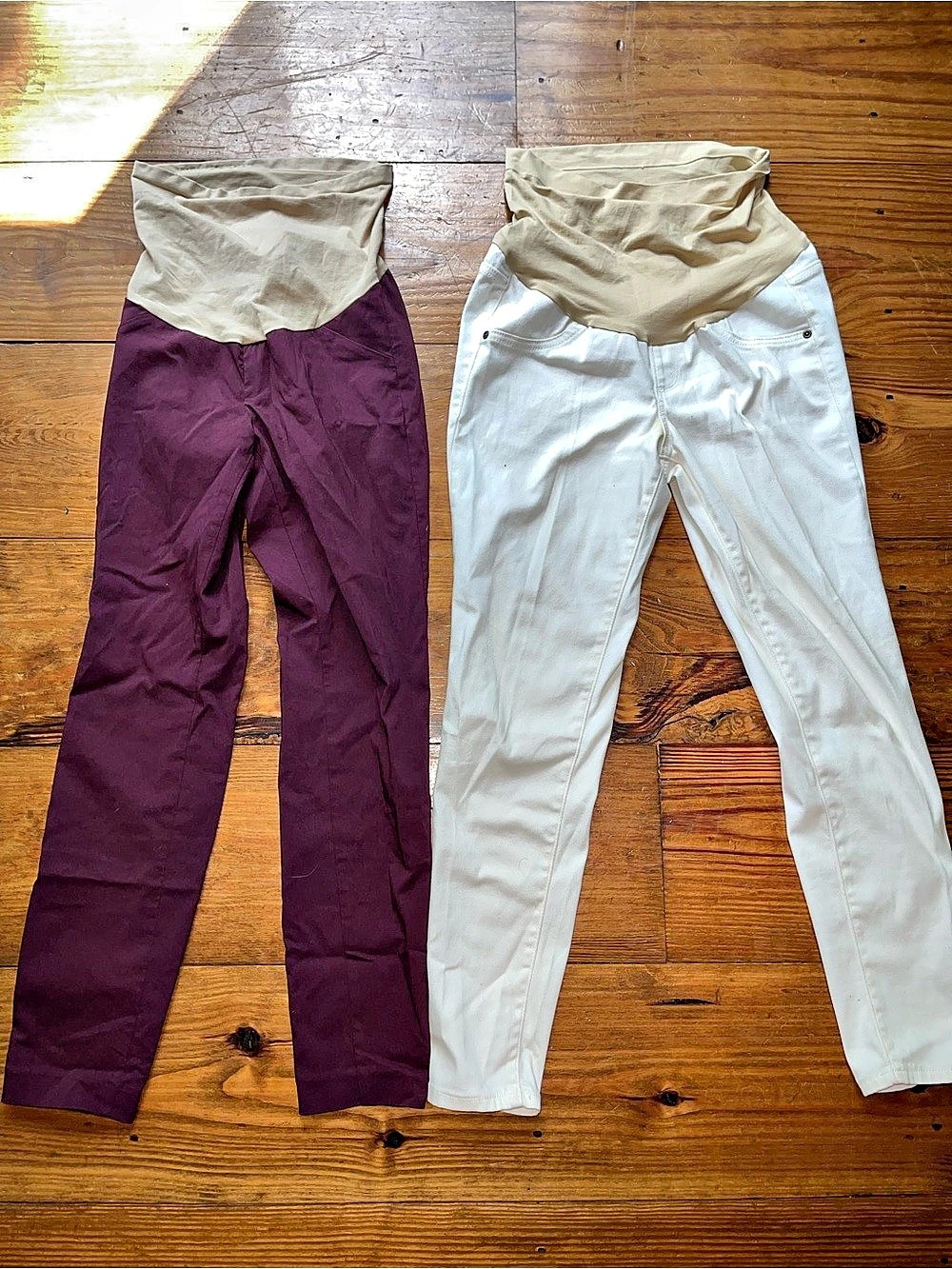 Motherhood Maternity Jegging Maternity Jeggings Purple & White Size M